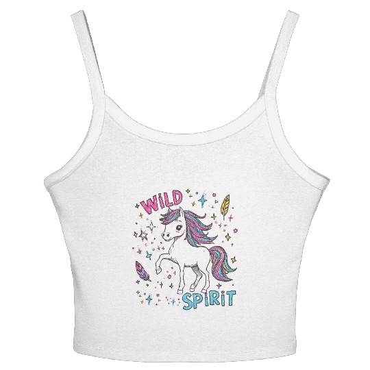 Colorful Wild Unicorn Spirit Design Women's Spaghetti Strap Tank Top