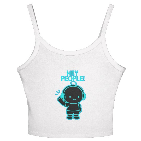 Neon Hello Kid with Headphones Women's Spaghetti Strap Tank Top
