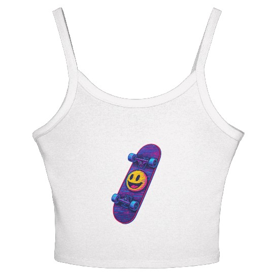 Neon Smile Skateboard Art Women's Spaghetti Strap Tank Top