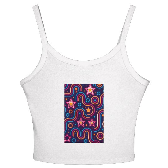 Neon Starburst Cosmic Pattern Women's Spaghetti Strap Tank Top