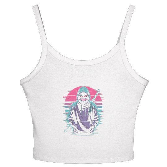 Glitch Ninja Katana Streetwear Futuristic Women's Spaghetti Strap Tank Top