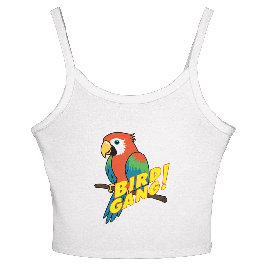 Bird Gang Parrot Cartoon Sticker | Tropical Funny  Women's Spaghetti Strap Tank Top