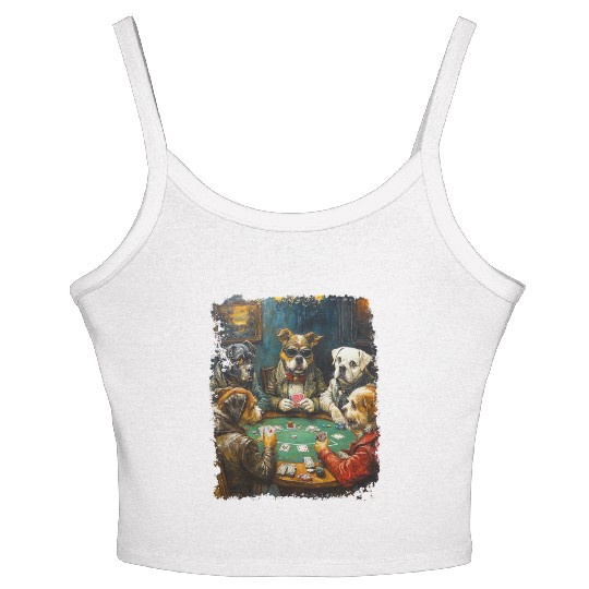 Playing Card Gambling Dog Playing Poker Cards Women's Spaghetti Strap Tank Top