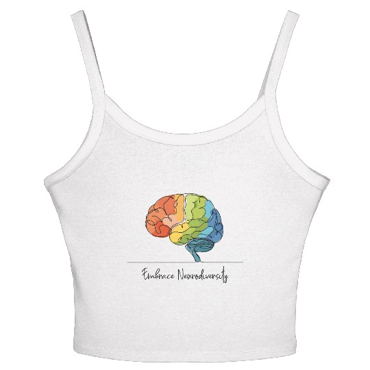 Embrace Neurodiversity - Line Art Rainbow Brain Women's Spaghetti Strap Tank Top