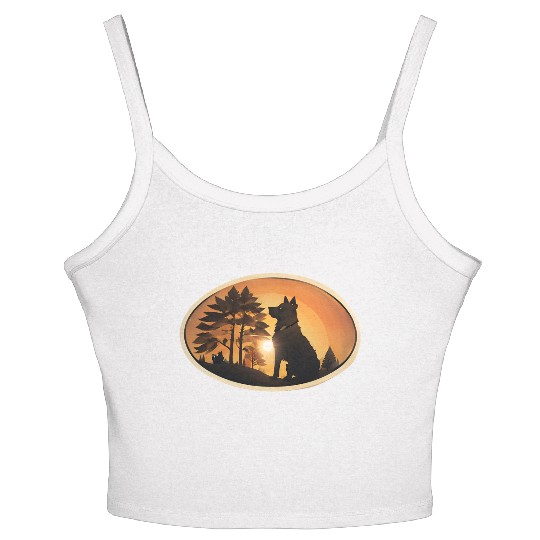 Sunset Wilderness Wolf Silhouette Women's Spaghetti Strap Tank Top