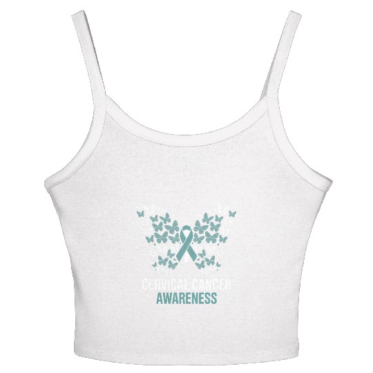 Cervical Cancer Awareness Butterfly Design Women's Spaghetti Strap Tank Top