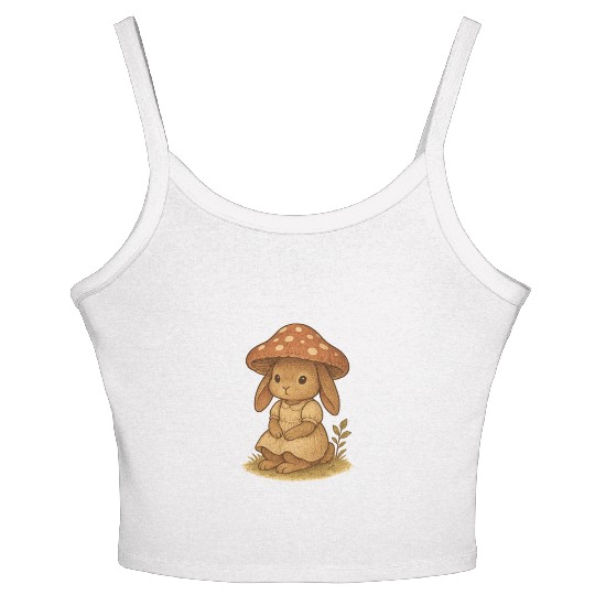 Whimsical Mushroom Bunny Illustration Women's Spaghetti Strap Tank Top