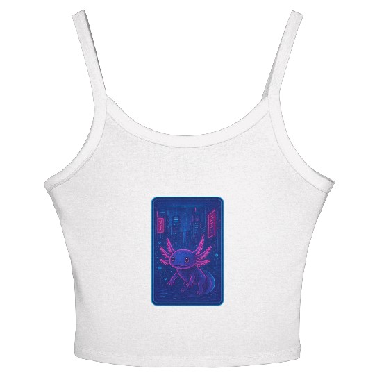 Neon Alien Amphibian in Cyber City Women's Spaghetti Strap Tank Top