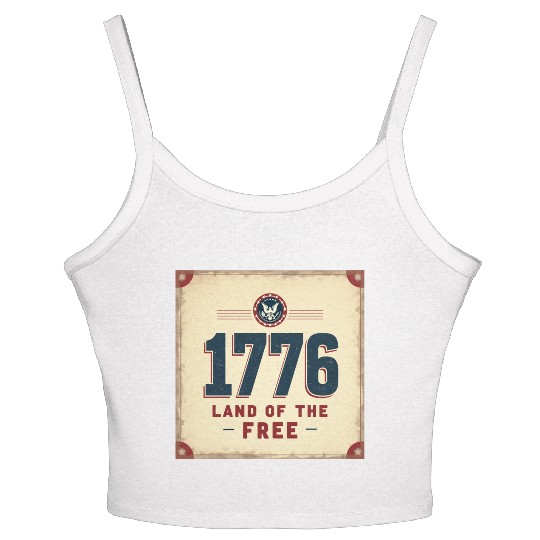 1776 Land of the Free Patriotic Emblem Women's Spaghetti Strap Tank Top