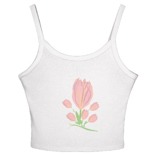 Elegant Pink Tulips  Illustration Women's Spaghetti Strap Tank Top