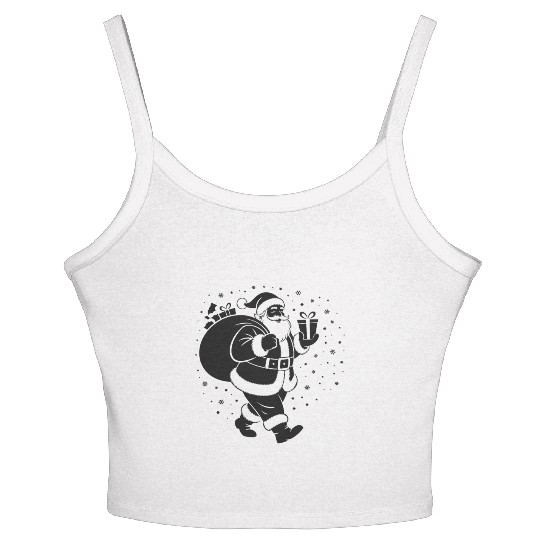Santa Claus Carrying Gifts Holiday Design Women's Spaghetti Strap Tank Top