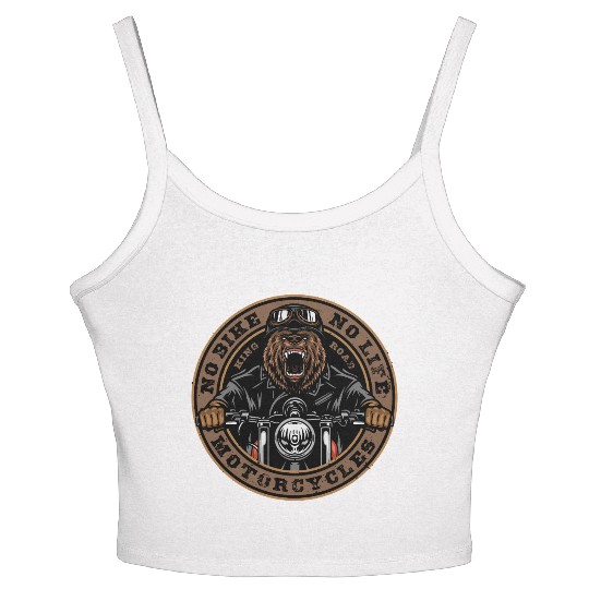 Roaring Bear Motorcycle Bike Life Women's Spaghetti Strap Tank Top