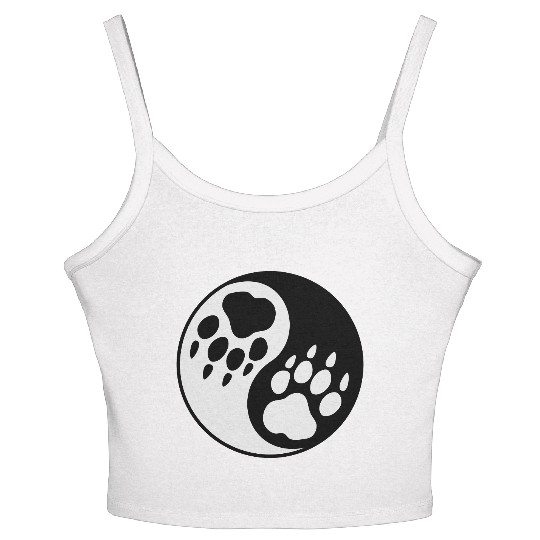 wolf paw ying yang Women's Spaghetti Strap Tank Top