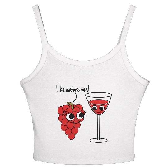 "I like mature men" Grape / Wine Vector Design Women's Spaghetti Strap Tank Top