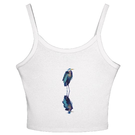 Great Blue Heron Stands Reflected Women's Spaghetti Strap Tank Top