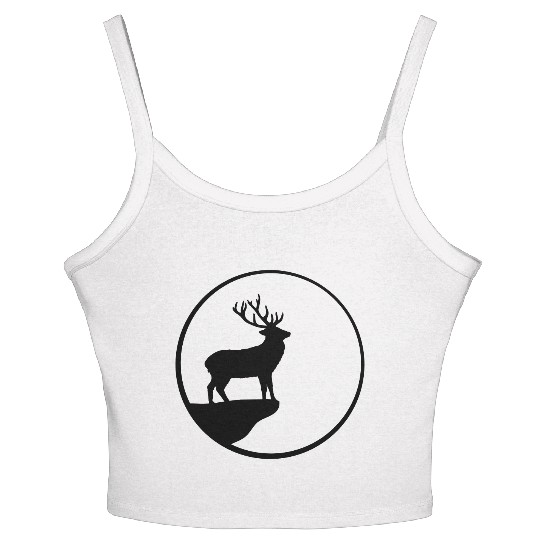 Black deer cliff moon sun rock night weir wolf cir Women's Spaghetti Strap Tank Top