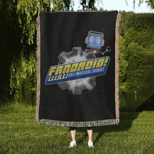 Fandroid Logo with Waving Fandroid Woven Blankets