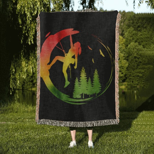 climb climbing rock climbing climber gift Woven Blankets