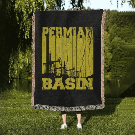 Permian Basin Oilfield Rigger Driller Distressed Woven Blankets