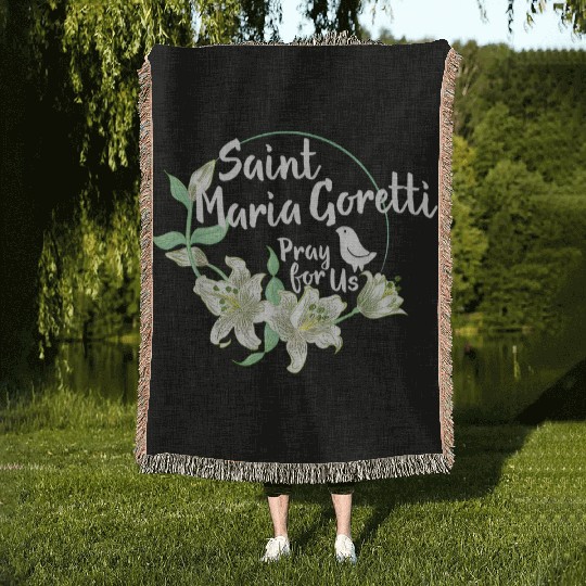 St. Maria Goretti Purity Catholic Saints Lily Symb Woven Blankets