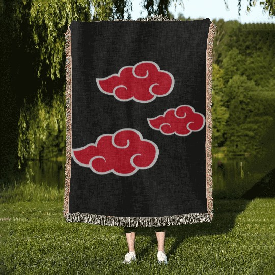 Ninja Red Clouds Anime Woven Blankets