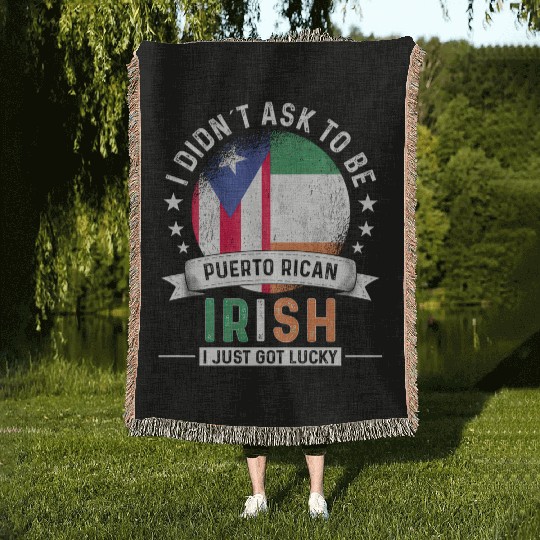 Puerto Rico Flag Ireland Grown Got Lucky Woven Blankets
