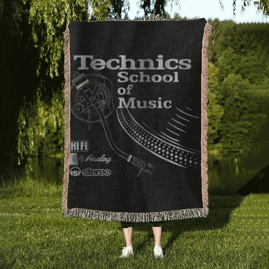 old school technics Woven Blankets