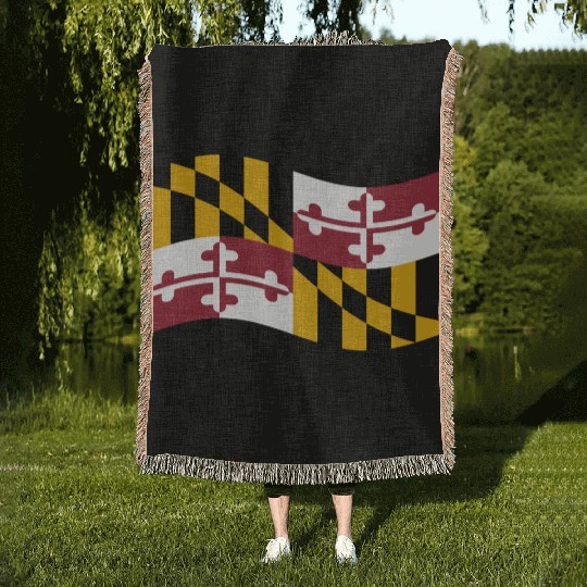 Waving Maryland Flag Woven Blankets