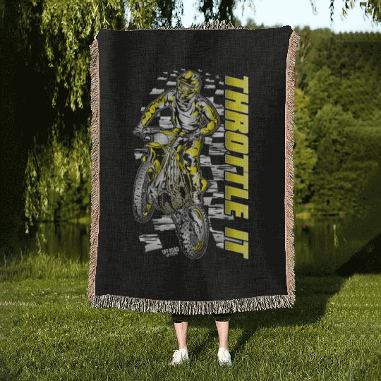 Motocross Throttle It Suzuki Woven Blankets