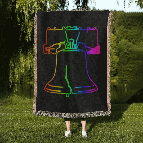Rainbow Liberty Bell Woven Blankets