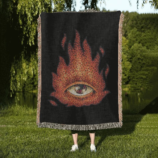 Eye in fire creative design Woven Blankets