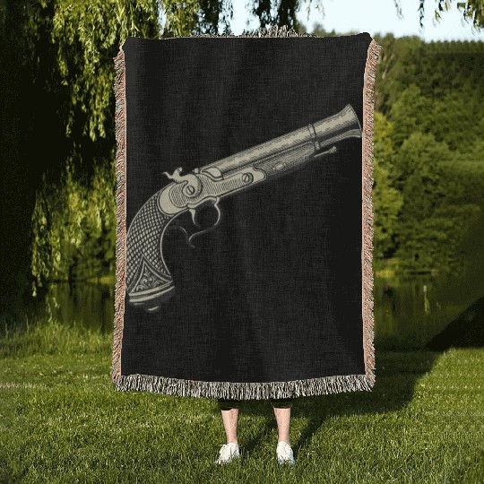 Retro pirates gun design Woven Blankets