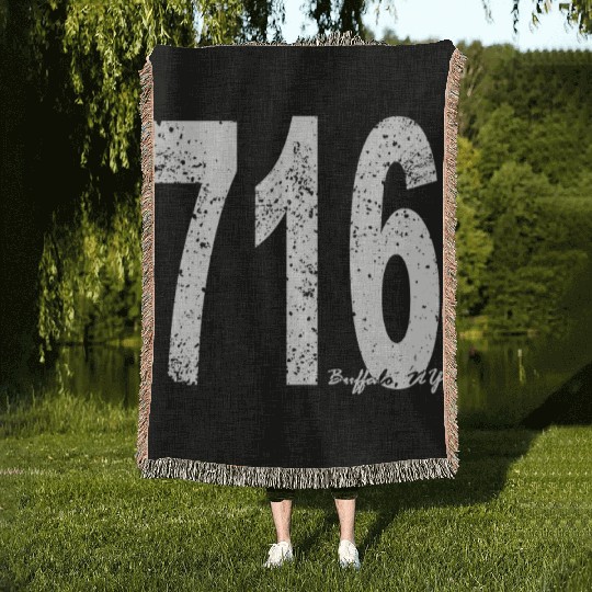 Vintage Buffalo Area Code 716 Woven Blankets