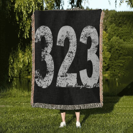Vintage Los Angeles Area Code 323 Woven Blankets