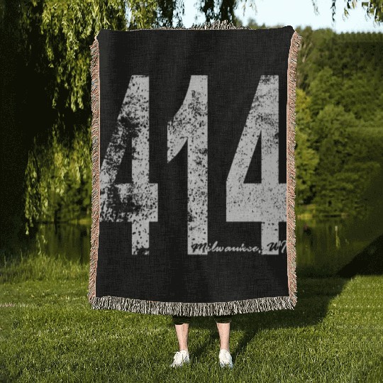 Vintage Milwaukee Area Code 414 Woven Blankets