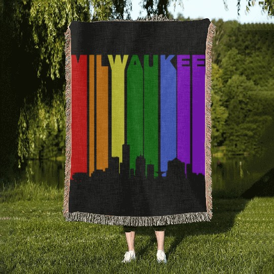 Milwaukee Wisconsin Rainbow LGBT Gay Pride Woven Blankets