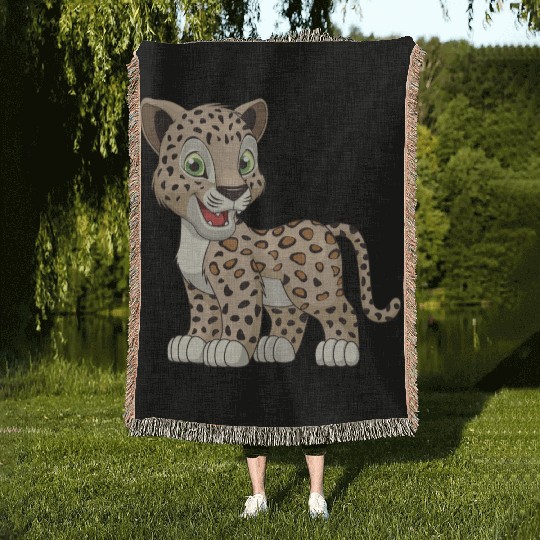 jaguar-cub-animal-wildlife Woven Blankets
