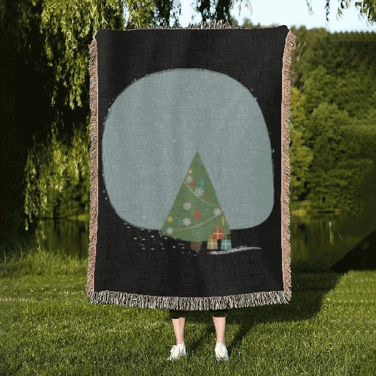 Snowflakes christmas tree Woven Blankets