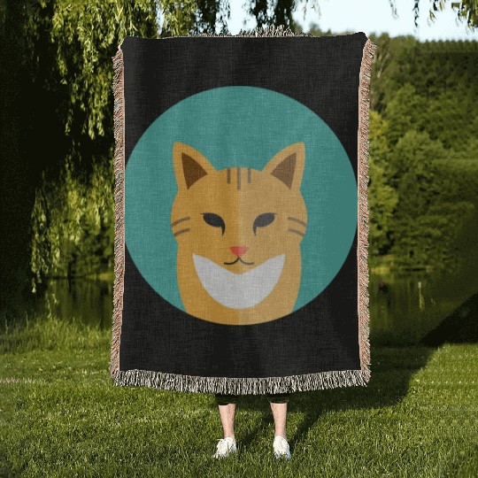 brown cat Woven Blankets
