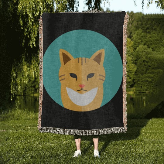 brown cat Woven Blankets