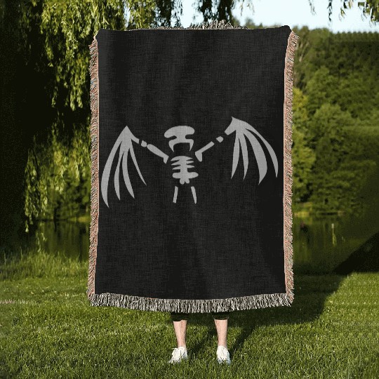 bat skeleton Woven Blankets