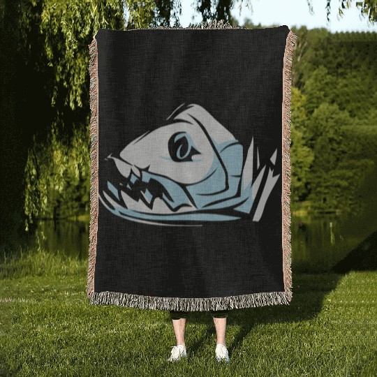 fish skeleton Woven Blankets