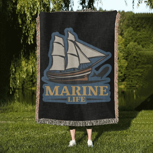 marine life logo Woven Blankets