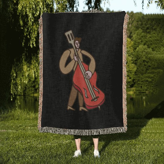 Double Bass Player Woven Blankets