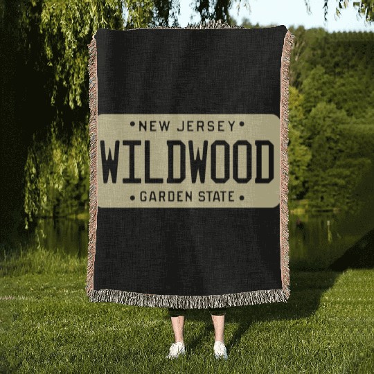 Wildwood New Jersey License Plate Woven Blankets