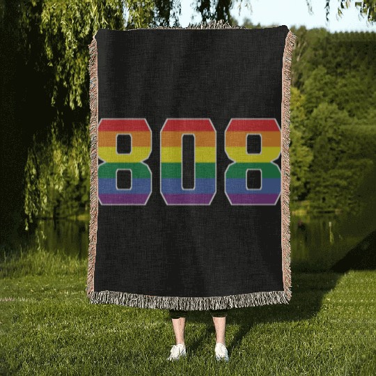 Gay Pride 808 Honolulu Area Code Woven Blankets