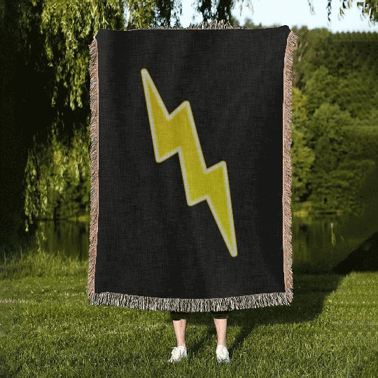 Zap - Yellow Lightning Bolt Woven Blankets