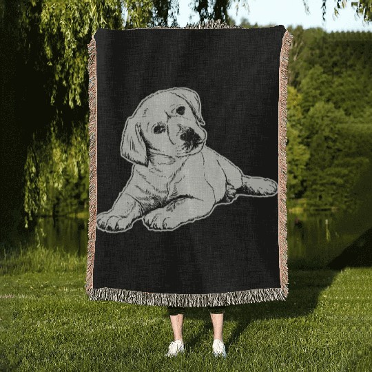 A Puppy Labrador Retriever Design For Dog Lovers Woven Blankets