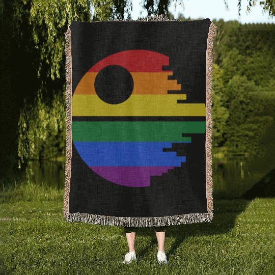 Rainbow Death Star Woven Blankets