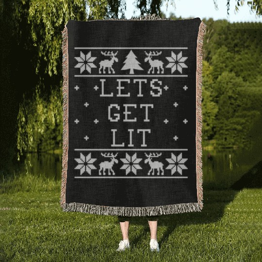 Lets Get Lit - Ugly Christmas Woven Blankets